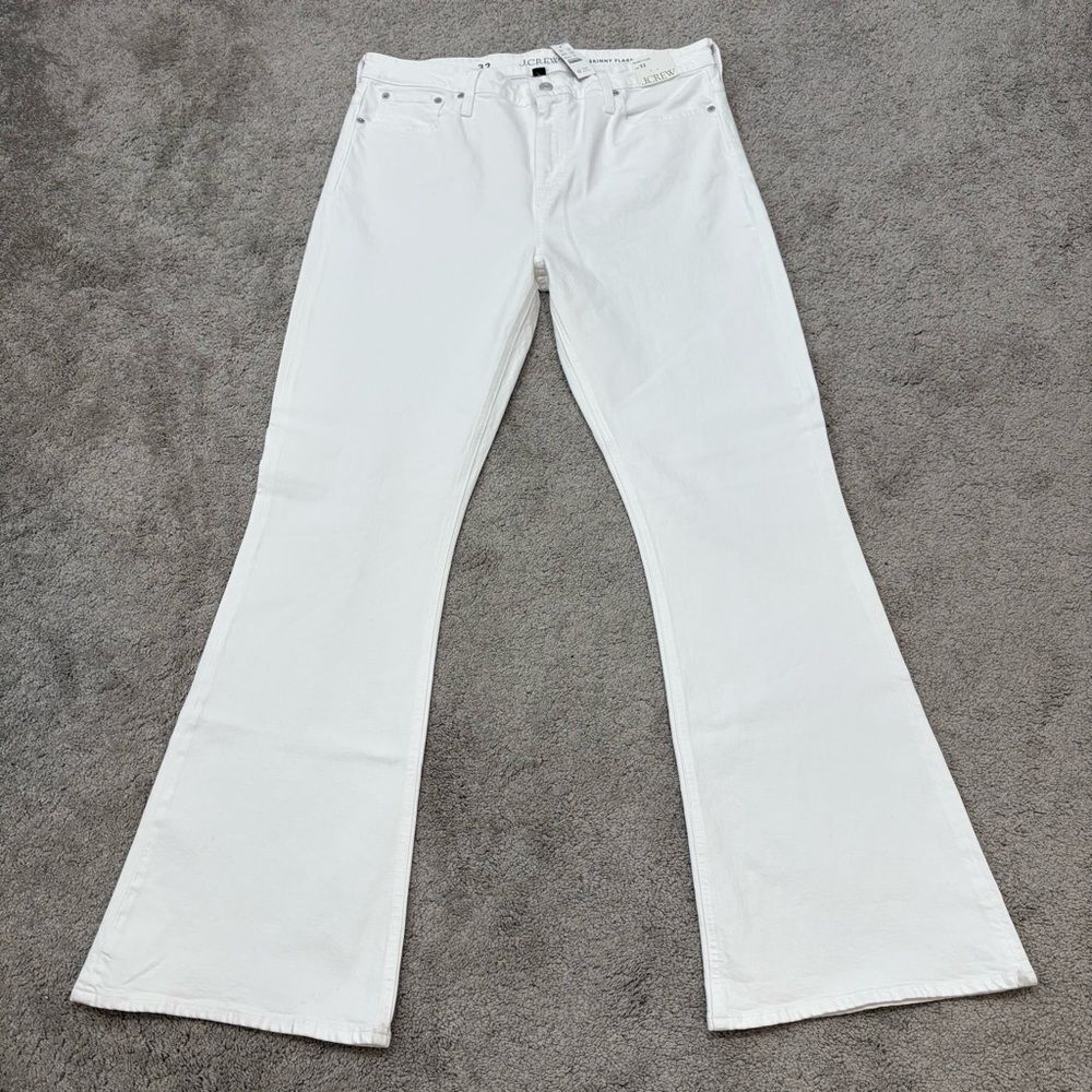 NWT J. Crew Skinny Flare Jeans in White Wash Denim Size 32